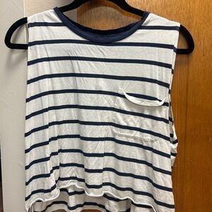 AERIE Navy and White Striped Tank